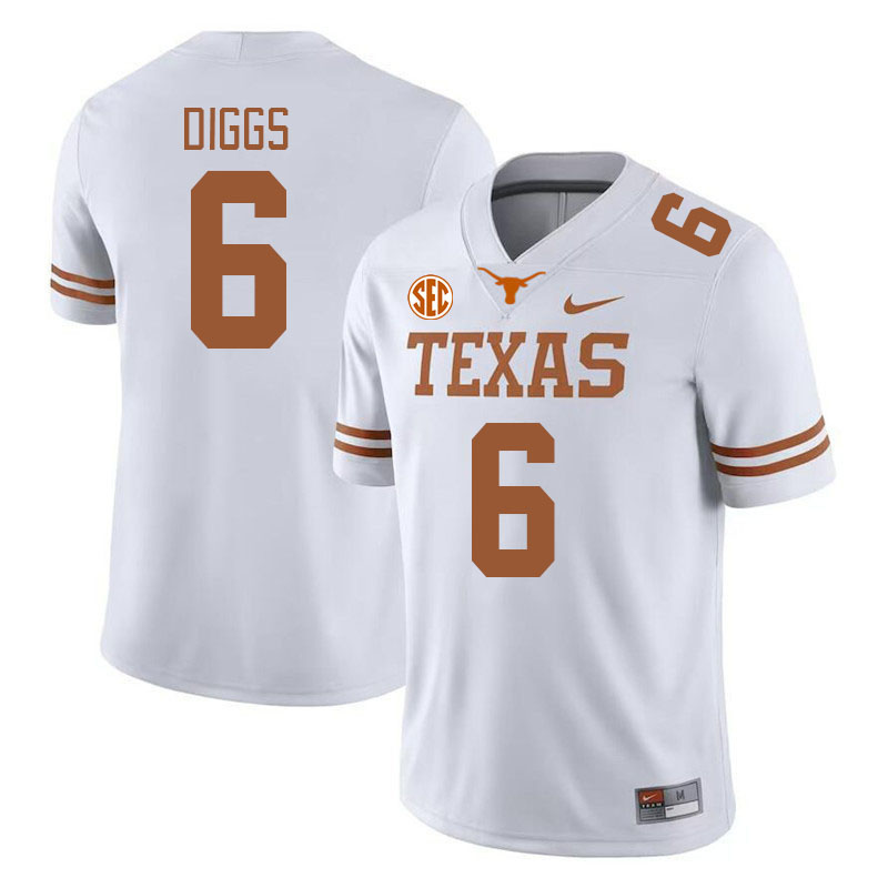 # 6 Quandre Diggs Texas Longhorns Jerseys Football Stitched-White